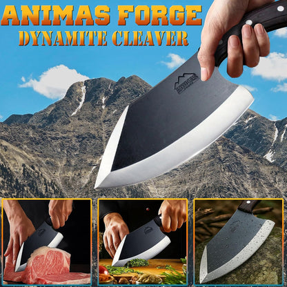 Dynamite Cleaver Meat Cleaver Knife Heavy Duty High Carbon Steel Butcher Knife Desert Hardwood Handle Full Tang BBQ Meat Cutting Butchering Kitchen Cooking Outdoor Camp Bone Chopping Prep