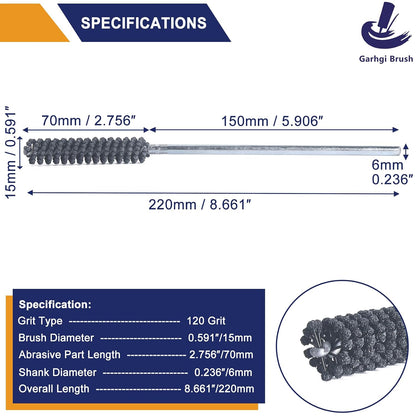 Garhgi 0.591"(15mm) Cylinder Hone with 120 Grit SC Ball Tool | Silicon Carbide Ball Style Honing, Deburring Crosshatch Edge Blending, Automotive Engine Block Piston Ring Valve Guide Tube