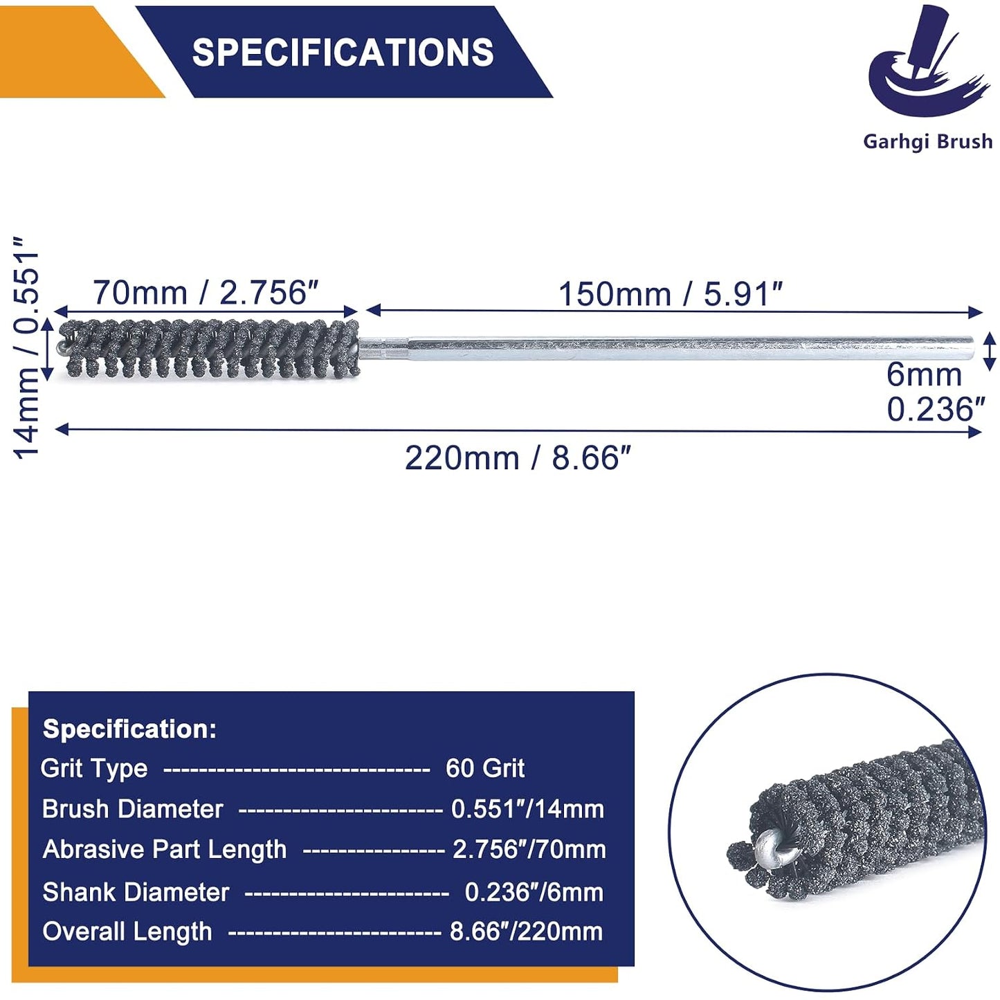 Garhgi 0.591"(15mm) Cylinder Hone with 120 Grit SC Ball Tool | Silicon Carbide Ball Style Honing, Deburring Crosshatch Edge Blending, Automotive Engine Block Piston Ring Valve Guide Tube