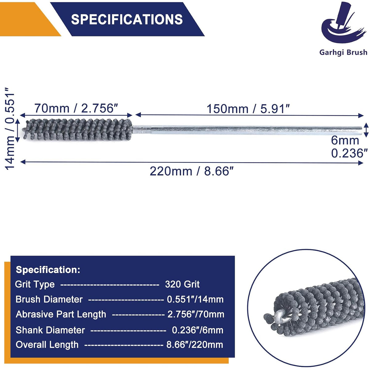 Garhgi 0.591"(15mm) Cylinder Hone with 120 Grit SC Ball Tool | Silicon Carbide Ball Style Honing, Deburring Crosshatch Edge Blending, Automotive Engine Block Piston Ring Valve Guide Tube