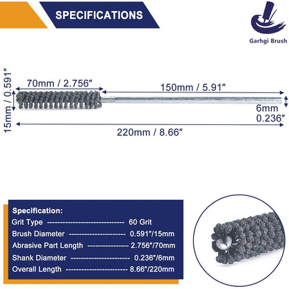 Garhgi 0.591"(15mm) Cylinder Hone with 120 Grit SC Ball Tool | Silicon Carbide Ball Style Honing, Deburring Crosshatch Edge Blending, Automotive Engine Block Piston Ring Valve Guide Tube
