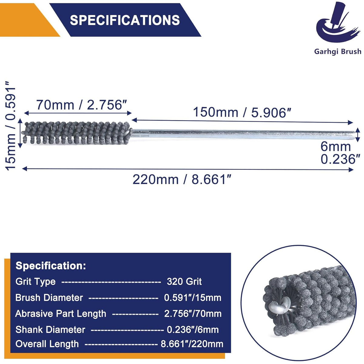 Garhgi 0.591"(15mm) Cylinder Hone with 120 Grit SC Ball Tool | Silicon Carbide Ball Style Honing, Deburring Crosshatch Edge Blending, Automotive Engine Block Piston Ring Valve Guide Tube
