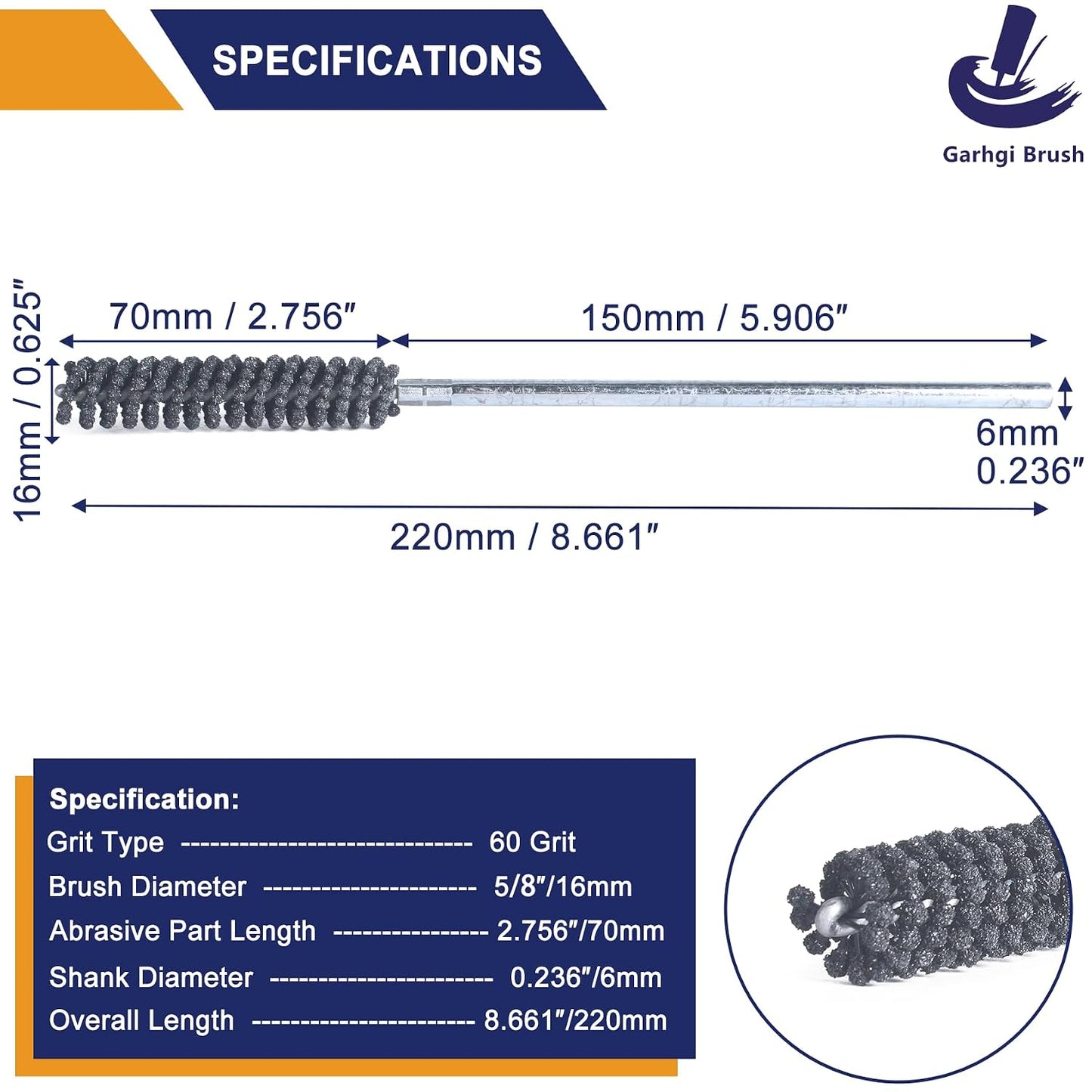 Garhgi 0.591"(15mm) Cylinder Hone with 120 Grit SC Ball Tool | Silicon Carbide Ball Style Honing, Deburring Crosshatch Edge Blending, Automotive Engine Block Piston Ring Valve Guide Tube