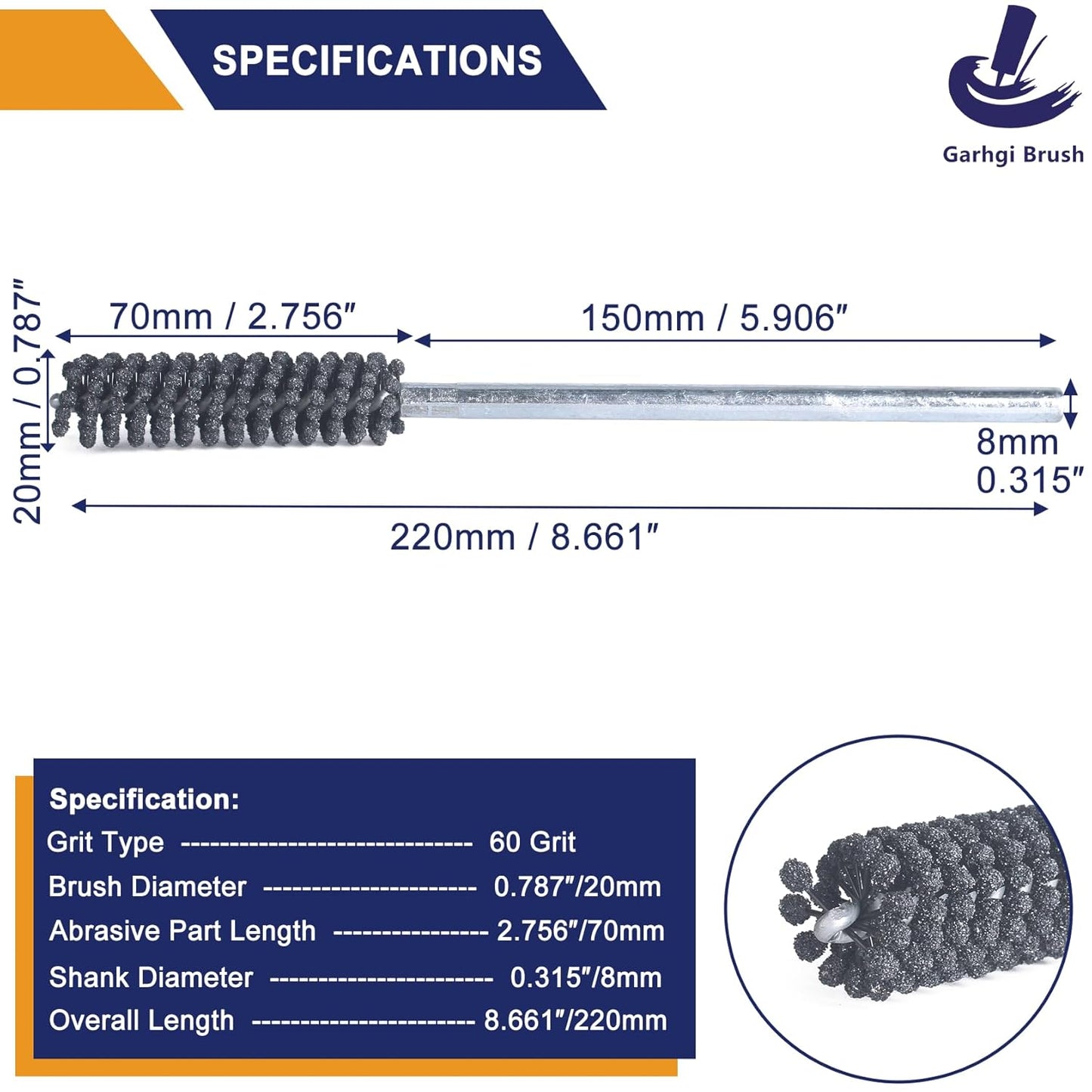 Garhgi 0.591"(15mm) Cylinder Hone with 120 Grit SC Ball Tool | Silicon Carbide Ball Style Honing, Deburring Crosshatch Edge Blending, Automotive Engine Block Piston Ring Valve Guide Tube