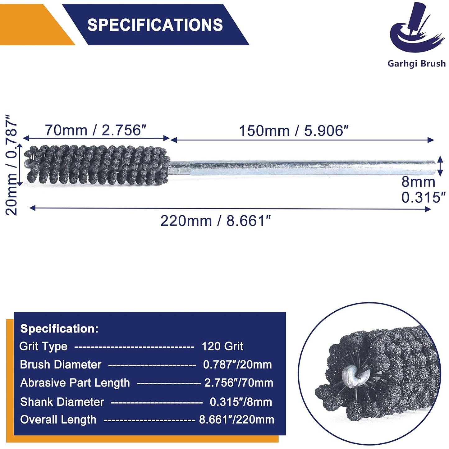 Garhgi 0.591"(15mm) Cylinder Hone with 120 Grit SC Ball Tool | Silicon Carbide Ball Style Honing, Deburring Crosshatch Edge Blending, Automotive Engine Block Piston Ring Valve Guide Tube