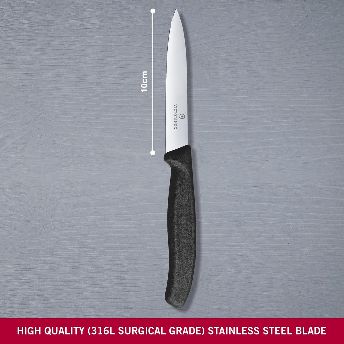 Gemüsemesser SwissClassic, 10 cm, Schwarz