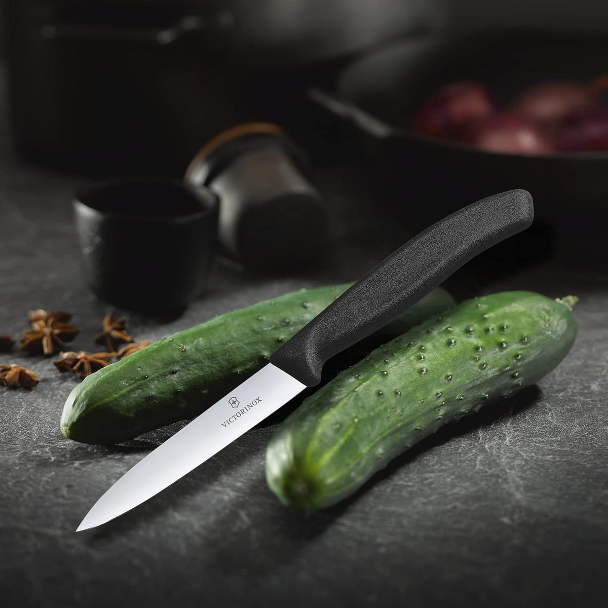 Gemüsemesser SwissClassic, 10 cm, Schwarz