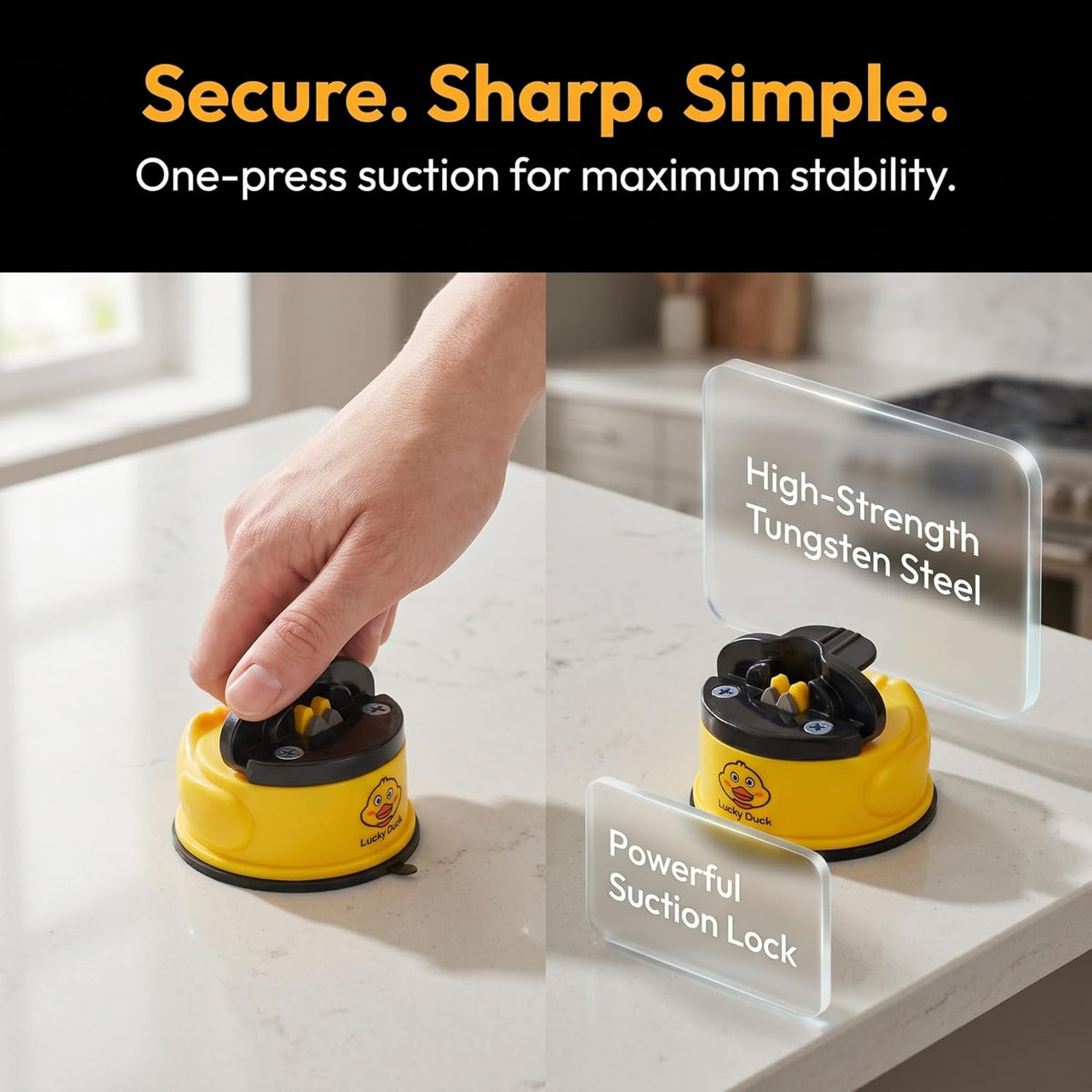 Hands Free Knife Sharpener with Suction Cup | Portable, Tungsten Carbide, Quick Sharpening, Suitable for Home Use, Camping, Hiking