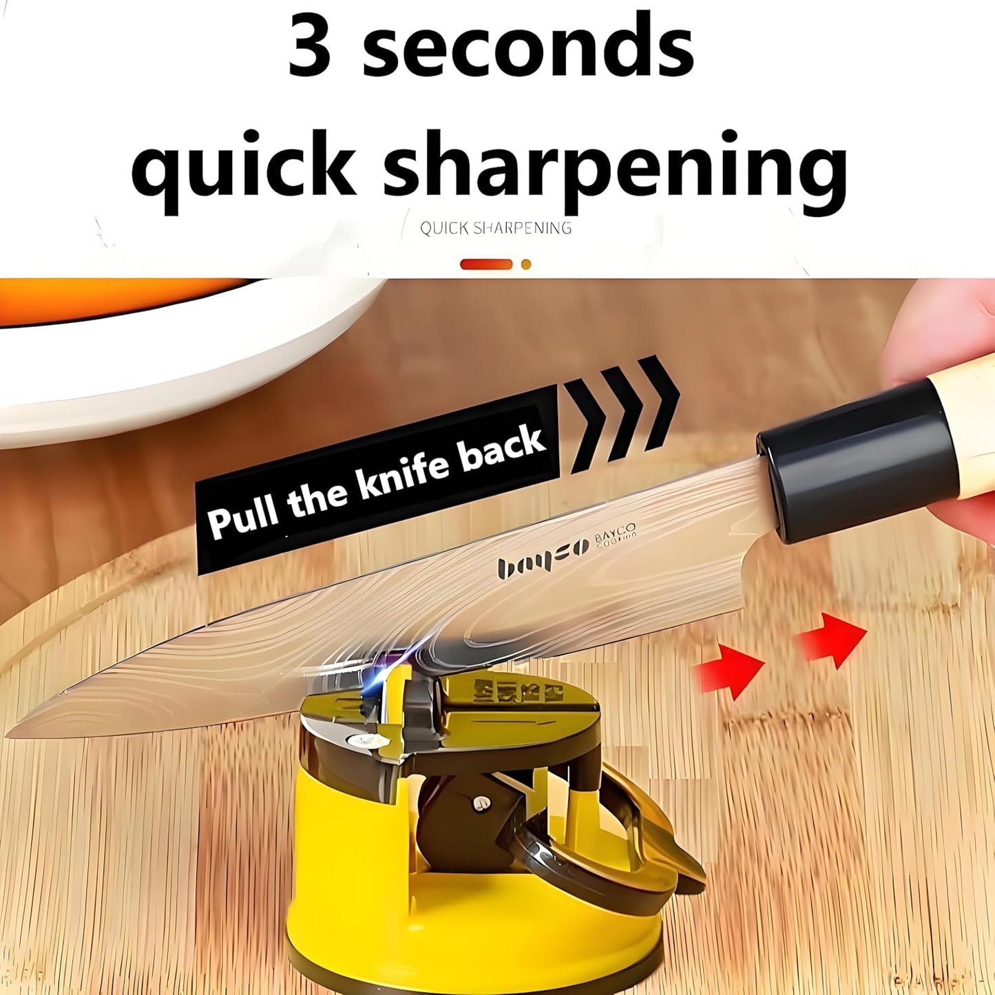 Hands Free Knife Sharpener with Suction Cup | Portable, Tungsten Carbide, Quick Sharpening, Suitable for Home Use, Camping, Hiking