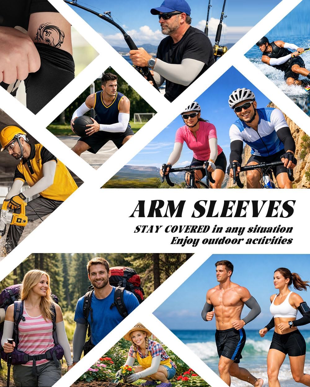 Cooling Compression Arm Sleeves for Men Women,UPF50 UV Sun Protection Sleeves for Work Sport Tattoo Cover Up