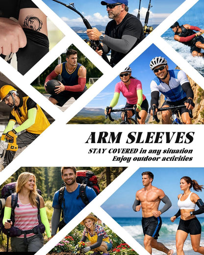 Cooling Compression Arm Sleeves for Men Women,UPF50 UV Sun Protection Sleeves for Work Sport Tattoo Cover Up