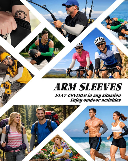 Cooling Compression Arm Sleeves for Men Women,UPF50 UV Sun Protection Sleeves for Work Sport Tattoo Cover Up