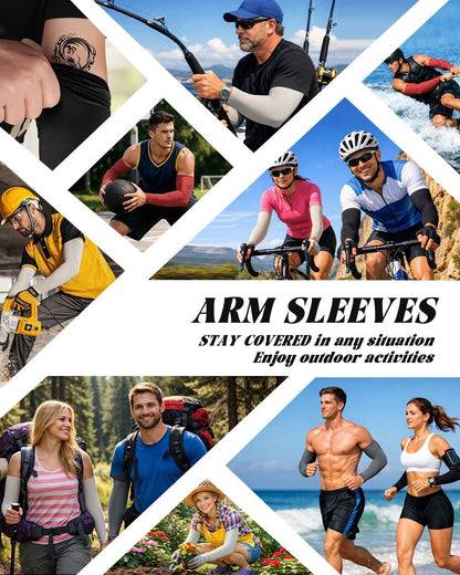 Cooling Compression Arm Sleeves for Men Women,UPF50 UV Sun Protection Sleeves for Work Sport Tattoo Cover Up