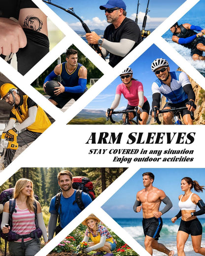 Cooling Compression Arm Sleeves for Men Women,UPF50 UV Sun Protection Sleeves for Work Sport Tattoo Cover Up