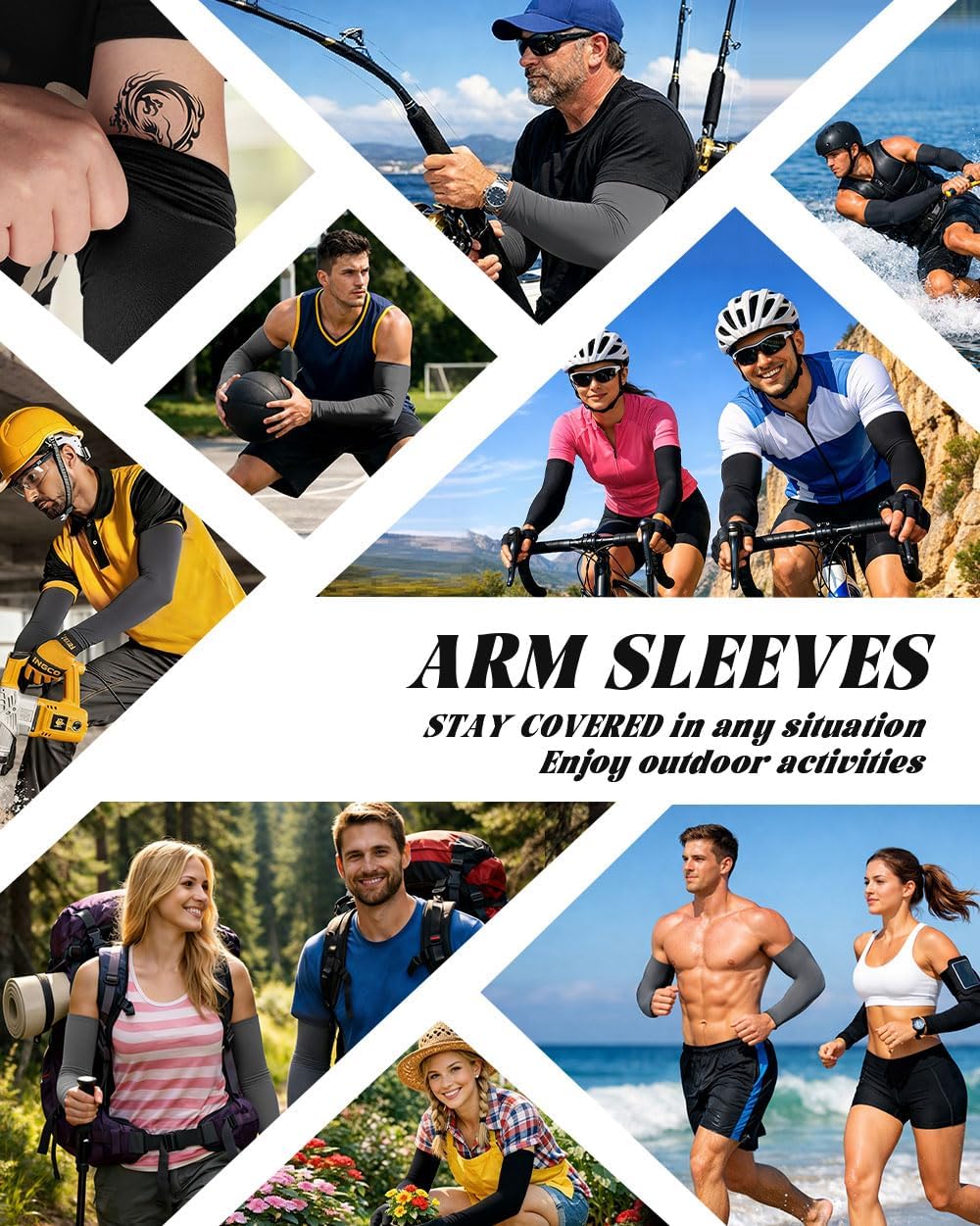 Cooling Compression Arm Sleeves for Men Women,UPF50 UV Sun Protection Sleeves for Work Sport Tattoo Cover Up