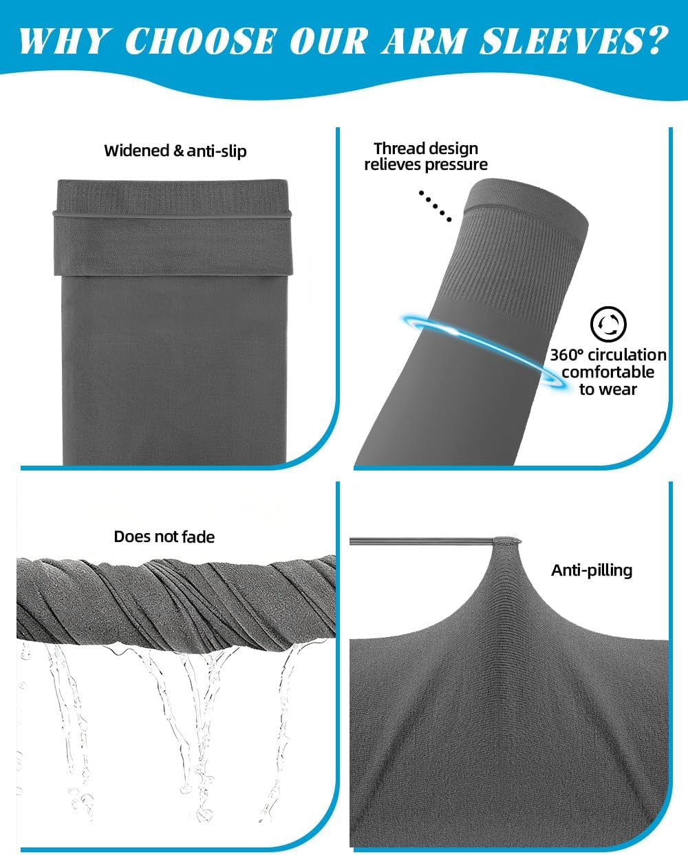 Cooling Compression Arm Sleeves for Men Women,UPF50 UV Sun Protection Sleeves for Work Sport Tattoo Cover Up