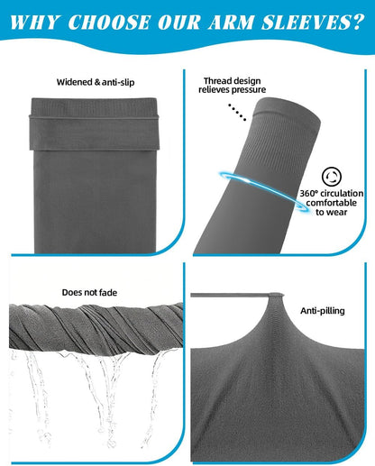 Cooling Compression Arm Sleeves for Men Women,UPF50 UV Sun Protection Sleeves for Work Sport Tattoo Cover Up
