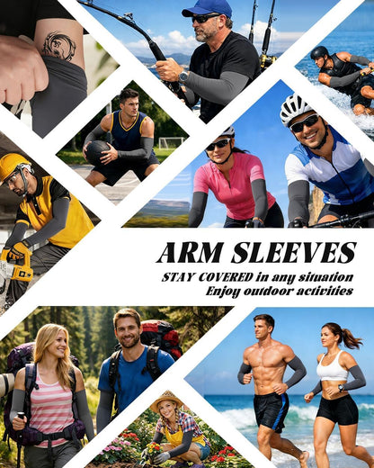 Cooling Compression Arm Sleeves for Men Women,UPF50 UV Sun Protection Sleeves for Work Sport Tattoo Cover Up