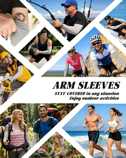 Cooling Compression Arm Sleeves for Men Women,UPF50 UV Sun Protection Sleeves for Work Sport Tattoo Cover Up