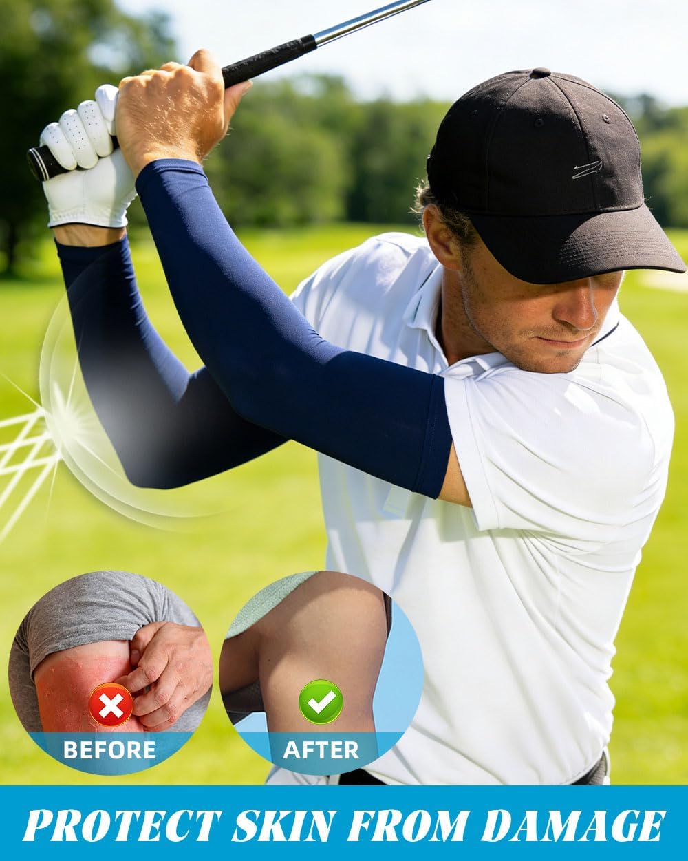 Cooling Compression Arm Sleeves for Men Women,UPF50 UV Sun Protection Sleeves for Work Sport Tattoo Cover Up