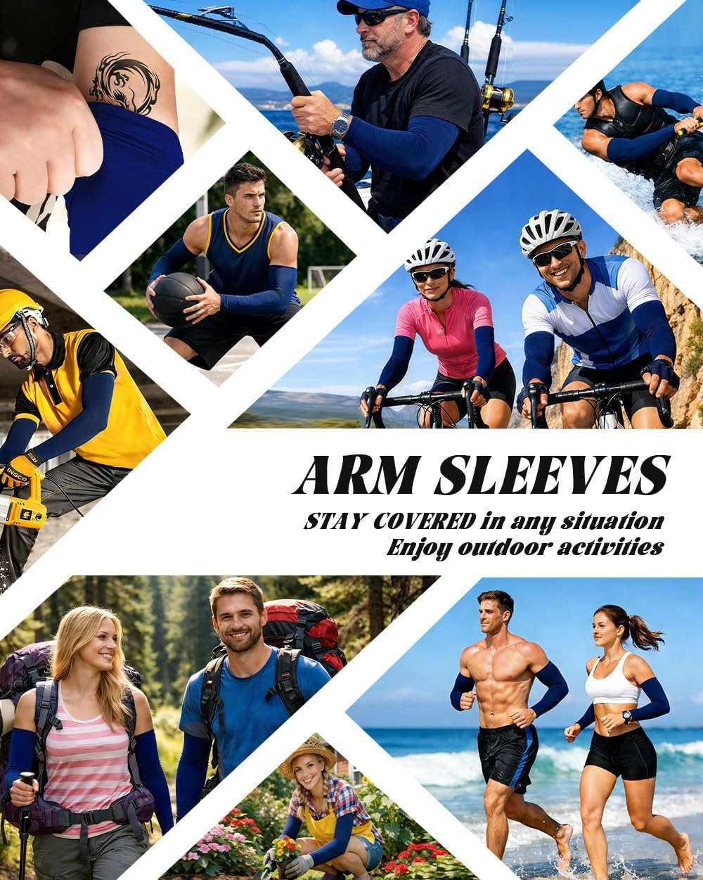Cooling Compression Arm Sleeves for Men Women,UPF50 UV Sun Protection Sleeves for Work Sport Tattoo Cover Up