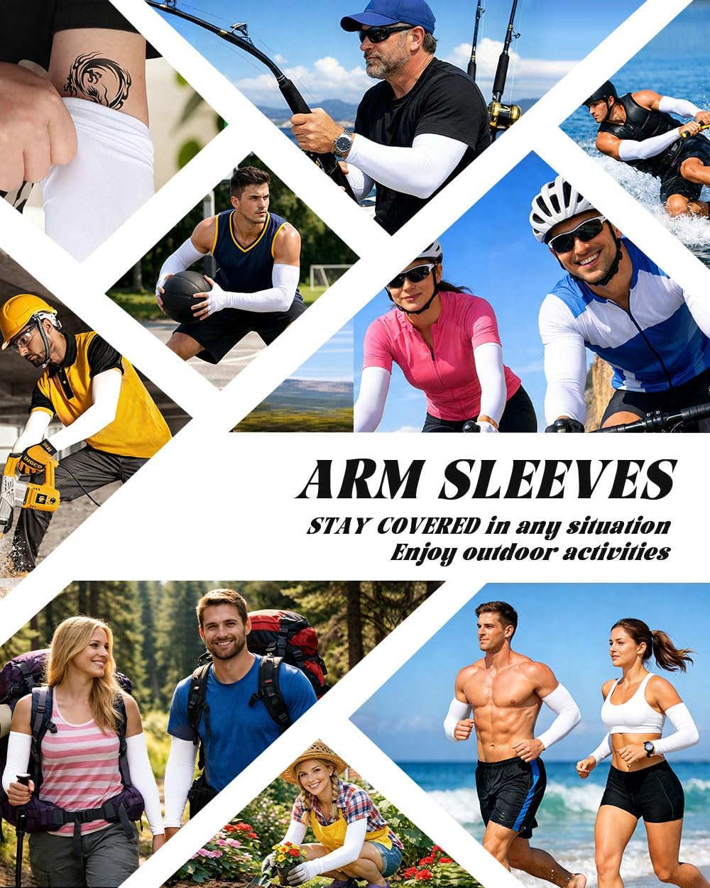 Cooling Compression Arm Sleeves for Men Women,UPF50 UV Sun Protection Sleeves for Work Sport Tattoo Cover Up