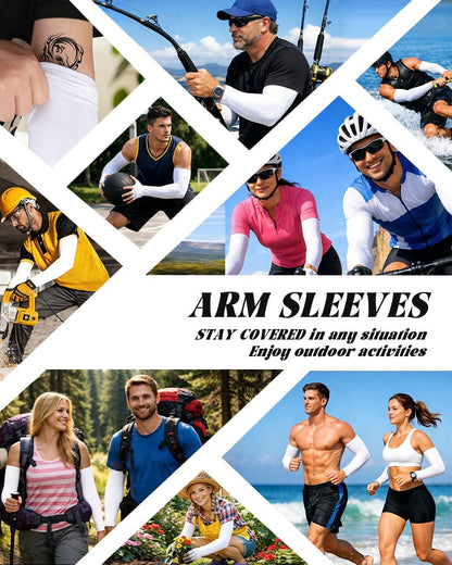 Cooling Compression Arm Sleeves for Men Women,UPF50 UV Sun Protection Sleeves for Work Sport Tattoo Cover Up