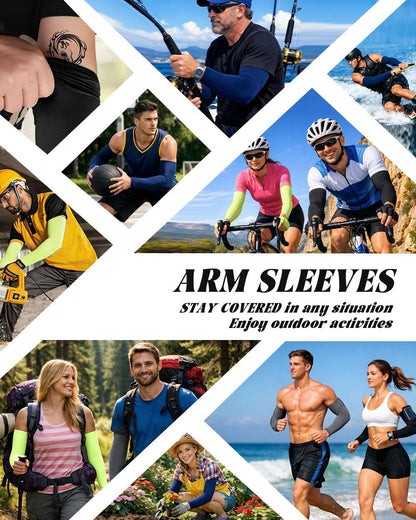 Cooling Compression Arm Sleeves for Men Women,UPF50 UV Sun Protection Sleeves for Work Sport Tattoo Cover Up