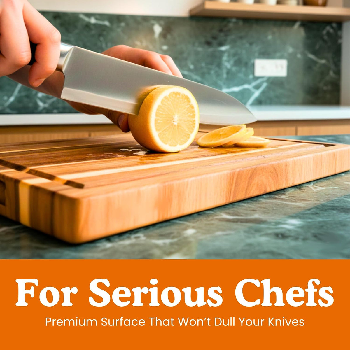 Non-Toxic Acacia Wood Cutting Board, Mineral Oil & Plastic Free, 16x11 in | Petroleum & BPA free. FSC-certified wood. Knife-friendly surface. Beeswax, flaxseed & lemon oil finish.