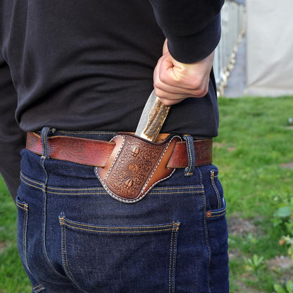 Tourbon Genuine Leather Pocket Folding Knife Sheath 1.9" Large Diameter Open for 1.5" Wide Belt Draw Knives Carrier Men EDC Holster