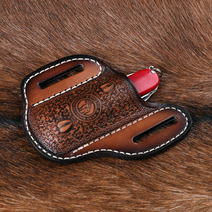 Tourbon Genuine Leather Pocket Folding Knife Sheath 1.9" Large Diameter Open for 1.5" Wide Belt Draw Knives Carrier Men EDC Holster