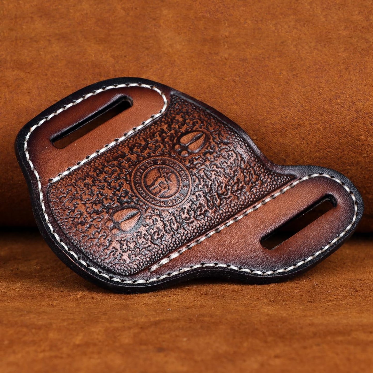 Tourbon Genuine Leather Pocket Folding Knife Sheath 1.9" Large Diameter Open for 1.5" Wide Belt Draw Knives Carrier Men EDC Holster
