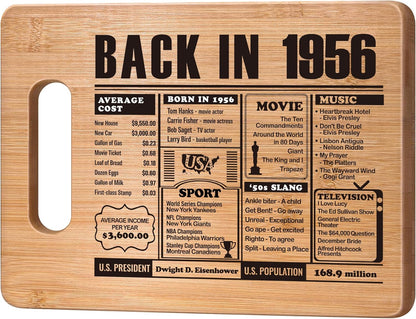 70th Birthday Gifts for Women Men, 70 Year Old Birthday Gifts Woman Man,70 Years Gifts for Mom Dad Grandparents Wedding Anniversary, Back In 1956 70s Birthday Decorations Bamboo Cutting Board