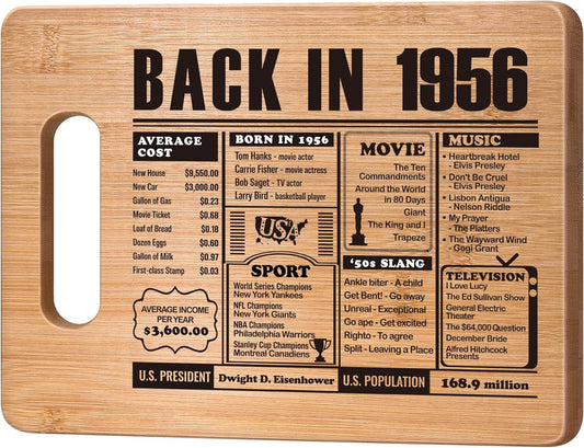 70th Birthday Gifts for Women Men, 70 Year Old Birthday Gifts Woman Man,70 Years Gifts for Mom Dad Grandparents Wedding Anniversary, Back In 1956 70s Birthday Decorations Bamboo Cutting Board