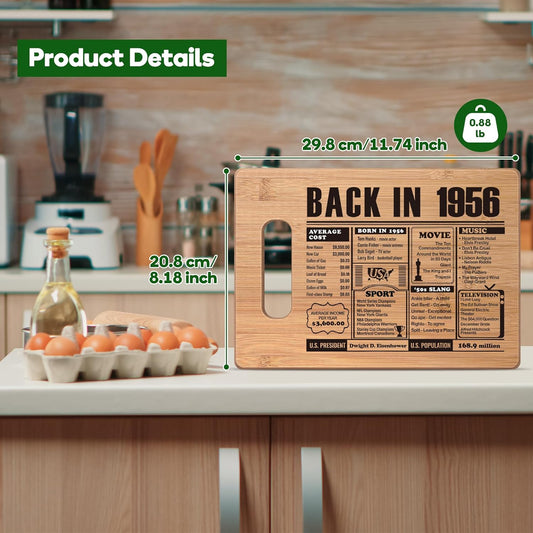 70th Birthday Gifts for Women Men, 70 Year Old Birthday Gifts Woman Man,70 Years Gifts for Mom Dad Grandparents Wedding Anniversary, Back In 1956 70s Birthday Decorations Bamboo Cutting Board