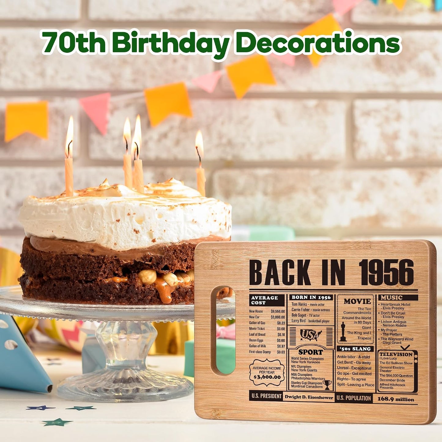 70th Birthday Gifts for Women Men, 70 Year Old Birthday Gifts Woman Man,70 Years Gifts for Mom Dad Grandparents Wedding Anniversary, Back In 1956 70s Birthday Decorations Bamboo Cutting Board