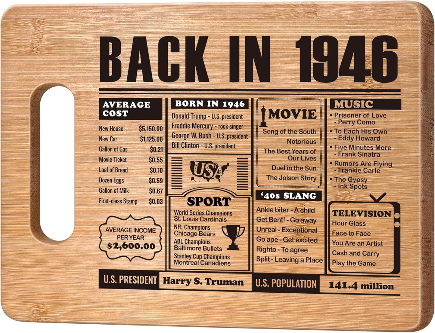 70th Birthday Gifts for Women Men, 70 Year Old Birthday Gifts Woman Man,70 Years Gifts for Mom Dad Grandparents Wedding Anniversary, Back In 1956 70s Birthday Decorations Bamboo Cutting Board