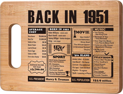 70th Birthday Gifts for Women Men, 70 Year Old Birthday Gifts Woman Man,70 Years Gifts for Mom Dad Grandparents Wedding Anniversary, Back In 1956 70s Birthday Decorations Bamboo Cutting Board
