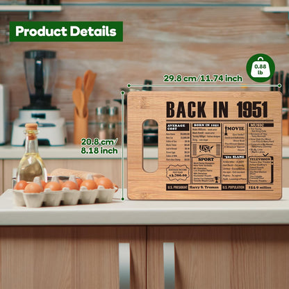70th Birthday Gifts for Women Men, 70 Year Old Birthday Gifts Woman Man,70 Years Gifts for Mom Dad Grandparents Wedding Anniversary, Back In 1956 70s Birthday Decorations Bamboo Cutting Board