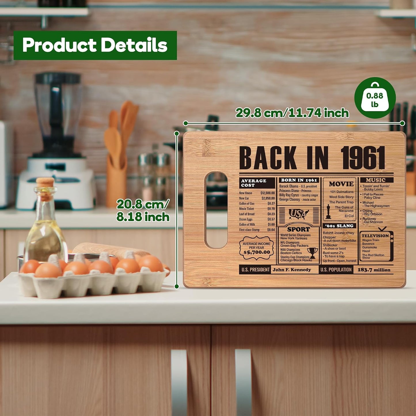 70th Birthday Gifts for Women Men, 70 Year Old Birthday Gifts Woman Man,70 Years Gifts for Mom Dad Grandparents Wedding Anniversary, Back In 1956 70s Birthday Decorations Bamboo Cutting Board