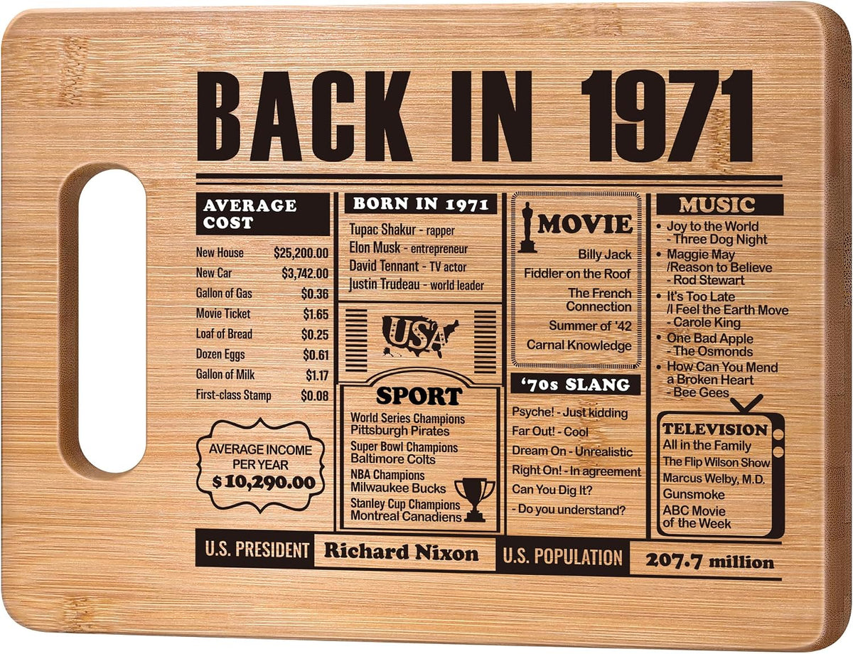 70th Birthday Gifts for Women Men, 70 Year Old Birthday Gifts Woman Man,70 Years Gifts for Mom Dad Grandparents Wedding Anniversary, Back In 1956 70s Birthday Decorations Bamboo Cutting Board