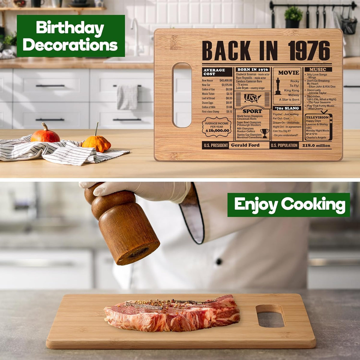 70th Birthday Gifts for Women Men, 70 Year Old Birthday Gifts Woman Man,70 Years Gifts for Mom Dad Grandparents Wedding Anniversary, Back In 1956 70s Birthday Decorations Bamboo Cutting Board
