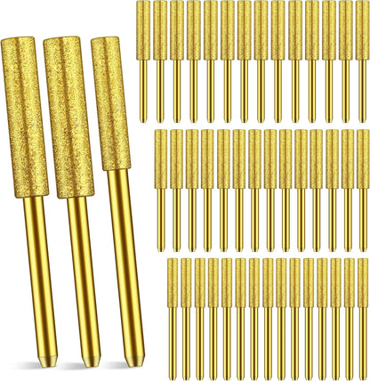 45 pcs Diamond Chainsaw Sharpener Bits, High Hardness Sharpening Stone, Plated Chainsaw Sharpening Kit for Chain Saw Stone Jewelry Wood(5/32", 3/16", 7/32")