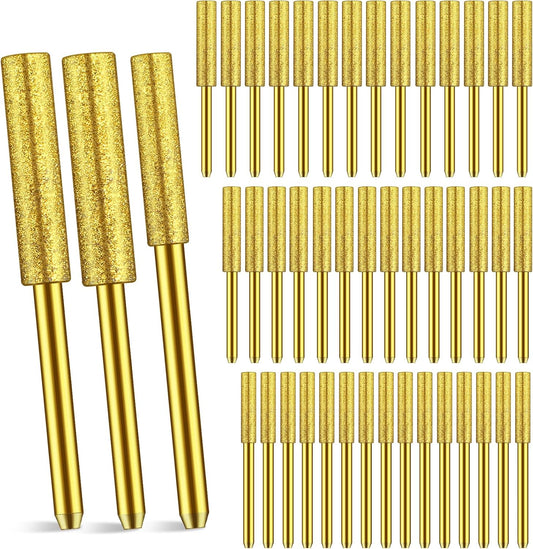 45 pcs Diamond Chainsaw Sharpener Bits, High Hardness Sharpening Stone, Plated Chainsaw Sharpening Kit for Chain Saw Stone Jewelry Wood(5/32", 3/16", 7/32")