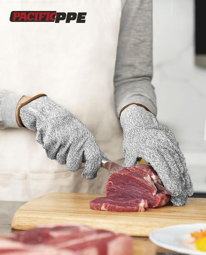 Cut Resistant Gloves Food Grade Level 5 Protection, Large | Level 5 cut resistant, food grade, HPPE blend, glass fiber, meat cutting, oyster shucking, fish filleting, washable