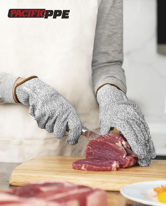 Cut Resistant Gloves Food Grade Level 5 Protection, Large | Level 5 cut resistant, food grade, HPPE blend, glass fiber, meat cutting, oyster shucking, fish filleting, washable