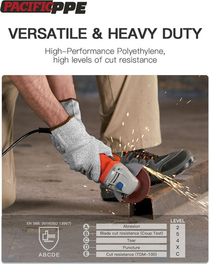 Cut Resistant Gloves Food Grade Level 5 Protection, Large | Level 5 cut resistant, food grade, HPPE blend, glass fiber, meat cutting, oyster shucking, fish filleting, washable