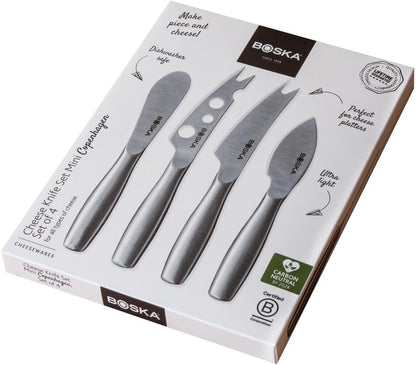 Stainless Steel Cheese 4 Knife Set - Mini Copenhagen Knives for All Types of Cheese - Silver Non-Stick - Dishwasher Safe - for Kitchen Cooking