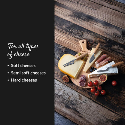 Stainless Steel Cheese 4 Knife Set - Mini Copenhagen Knives for All Types of Cheese - Silver Non-Stick - Dishwasher Safe - for Kitchen Cooking