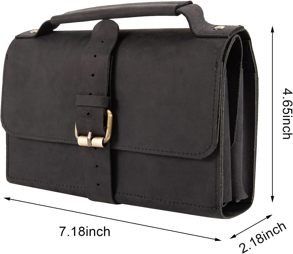 Pocket Knife Display Case, Genuine Leather Folding Knives Roll Bag Organizer with 8 Slots, 4×2×1 Inches Pocket Slots Storage Case Knife, Compact Knives Cases Gift for Collectors